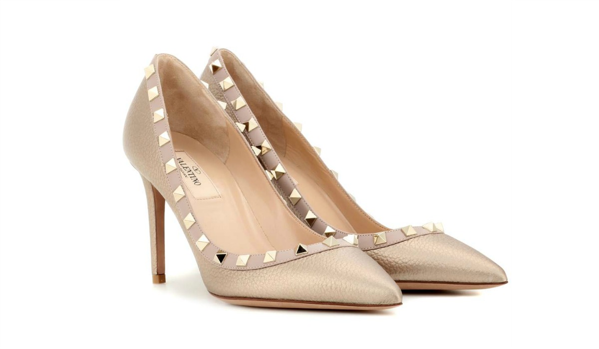 valentino metallic rockstud shoes