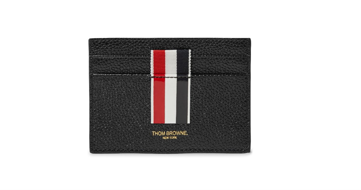 Thom Browne Grosgrain-Trimmed Pebble-Grain Leather Cardholder